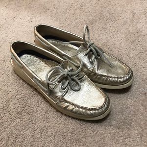 Sperry topsider gold metallic boat shoes